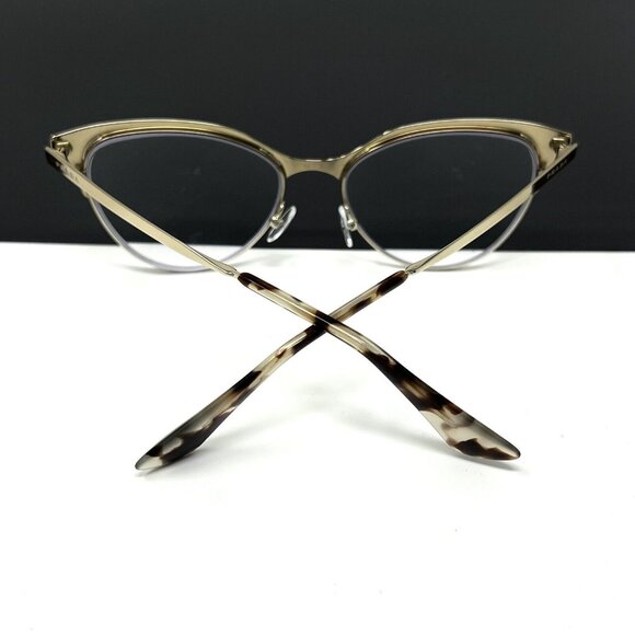 Prada Eyeglasses Frames VPR 55S QE3-1O1 Black Gold Cat Eye Full Rim 52-16-140 - Picture 7 of 10
